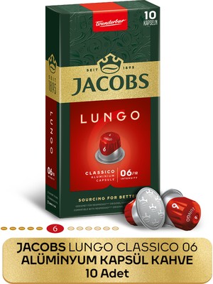 Jacobs Lungo 6 Classic Nespresso Uyumlu Alüminyum Kapsül Kahve 10'lu