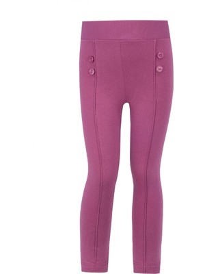 Miniğimin Cicileri Düğme Detaylı Kız Çocuk Çimalı tayt - Gül Kurusu