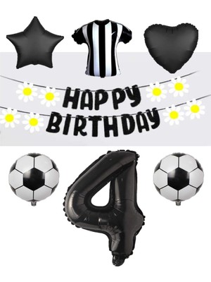 Rönesans Parti Rönesans Siyah Beyaz Taraftar Folyo Balon ve Eva Banner Seti Yaş 4