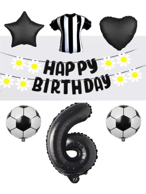 Best Parti Best Siyah Beyaz Taraftar Folyo Balon ve Eva Banner Seti Yaş 6