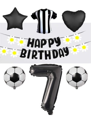 Best Parti Best Siyah Beyaz Taraftar Folyo Balon ve Eva Banner Seti Yaş 7