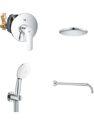 Grohe Eurosmart Gagasız Ankastre Banyo Seti (25CM Tepe Duşlu)- 33305003SET3