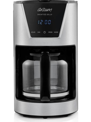 Arzum AR3081 Brewtime Delux Filtre Kahve Makinesi, 1.5 L Geniş Kapasite, 19x33x25 Cm, Inox