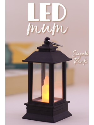 LED Mum Mini Dörtgen Tip Pil Dahil Dumansız Alev Ledli Yapay Dekoratif Mum Dekor Işığı Siyah PT434