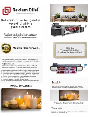 Reklam Ofisi Sarı Mumlar, Yanan Mumlar Dekoratif Premium Kanvas Tablo