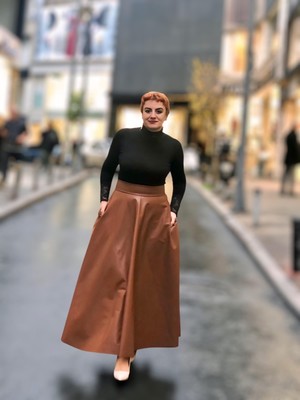 Deri Cepli  Kloş Uzun Etek