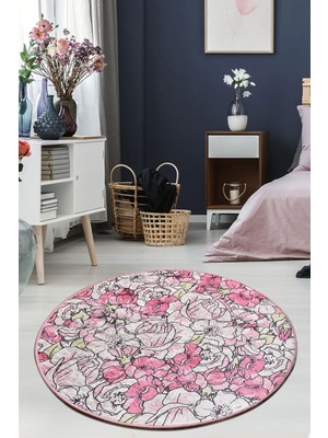 Chilai Home Rosa Pink Djt Çap 100 cm Dekoratıf Halı