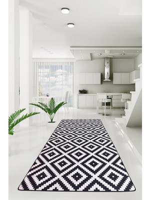 Chilai Home Black White Dijital Halı 80 x 150 cm Djt