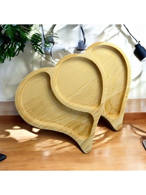 Home Lunanhome Ahşap Üç Kalpli Birleşik Sunum Tepsisi