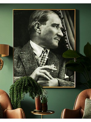 Elmas Dizayn Özel Tasarım 4mm Tamperli Uv Baskı Cam Tablo Ev Ofis Duvar Dekor  Tablo Atatürk