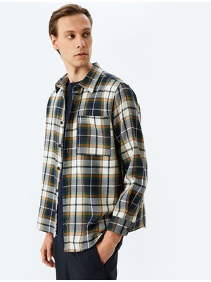 Koton Uzun Kollu Pamuk Karışımlı Cep Detaylı Ekose Oduncu Gömleği