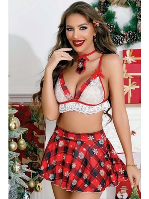 Nıght Lıght Kırmızı Nightlight New Year Sütyen Etek Takım