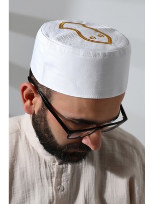 İhvan Online Nalı Şerif Desenli Kalıp Kumaş Takke Beyaz