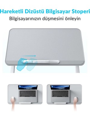 Saiji AL33 Yükseklik ve Açı Ayarlı Laptop Masası Çalışma Okuma Için Ergonomik Laptop Standı, Katlanabilir, Taşınabilir ve Çevre Dostu Pvc Deri Yüzey, 17 Inç Dizüstü Bilgisayar Uyumlu Kilit Fonksiyonlu