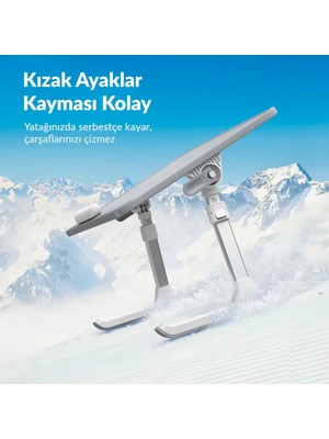 Saiji AL33 Yükseklik ve Açı Ayarlı Laptop Masası Çalışma Okuma Için Ergonomik Laptop Standı, Katlanabilir, Taşınabilir ve Çevre Dostu Pvc Deri Yüzey, 17 Inç Dizüstü Bilgisayar Uyumlu Kilit Fonksiyonlu