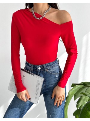 peri tower Kadın Tek Omuz Detaylı Bluz