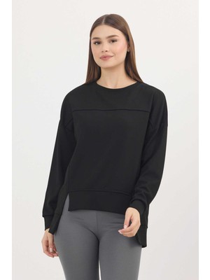 Rays Siyah Bisiklet Yaka Parçalı  Sweat 3000