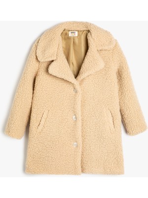 Koton Peluş Mont Düğme Kapamalı Cepli