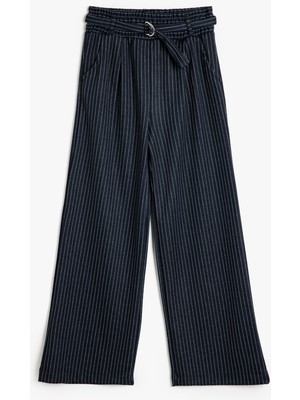 Koton Pantolon Kemer Detaylı Beli Lastikli Cepli Viskon Kumaş