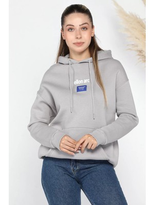 Gülseli Kanguru Cepli Üç Iplik Şardonlu Kapüşonlu Sweatshirt