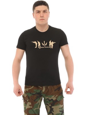 Single Sword Bisiklet Yaka Kısa Kollu Baskılı Kadın&erkek T-Shirt Renk: Siyah Beden: 3xl