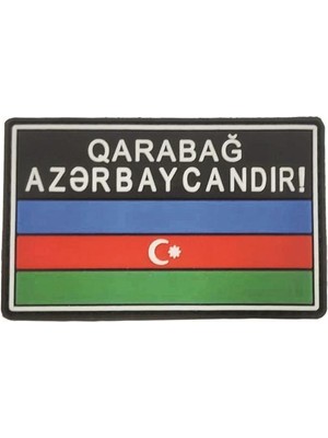 Single Sword Karabağ Azerbaycanındır Yazılı Azerbaycan Bayrağı Plastik Patch - Renk: Siyah