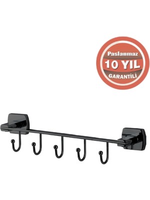 Çelik Banyo Paslanmaz Pirinç Milano 5’li Askılık Mat Siyah