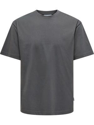 Only & Sons Erkek Onsfred Bisiklet Yaka Kısa Kollu %100 Pamuk T-Shirt 22022532 Füme