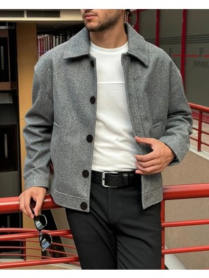 İnpool Gömlek Yaka, Oversize-Fit, Old Money Culture, Düğmeli, Kaşe Kumaş Ceket 24USEC05