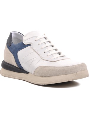 Ayakmod Beyaz-Lacivert Hakiki Deri Erkek Günlük Ayakkabı