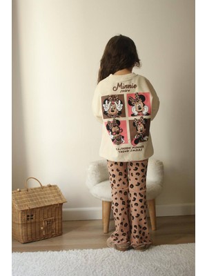 Sacro Kids Minnie Mouse Kalp Desenli Tayt-Sweatshirt 2 Iplik Mevsimlik Kız Çocuk Takım