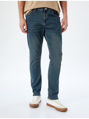 Normal Bel Pamuklu Cepli Slim Fit Jean Pantolon - Brad Jean