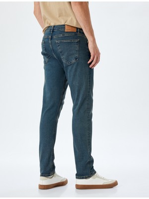 Normal Bel Pamuklu Cepli Slim Fit Jean Pantolon - Brad Jean