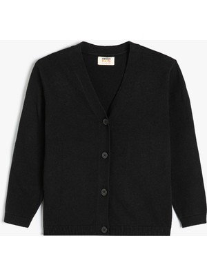 Koton Basic Hırka V Yaka Düğme Kapamalı Pamuklu