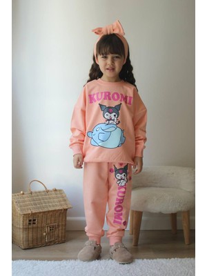 Sacro Kids Kuromi Desenli Eşofman-Sweatshirt 2 Iplik Mevsimlik Kız Çocuk Takım