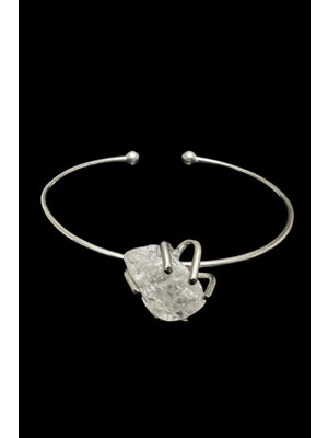 Sertifikalı Kristal Kuvars Doğal Taş Kelepçe Bileklik Ayarlanabilir Tasarım