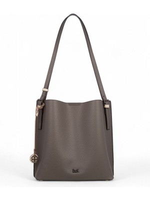 Bilik Deri Koyu Gri Kadın Omuz Çantası Blkf Double