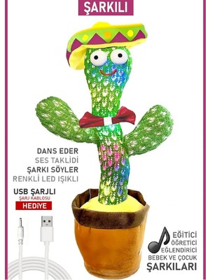 Victuc Dans Eden Kaktüs Oyuncak, Konuşan Kaktüs Ses Tekrar Eden 120 Şarkılı Peluş Kaktüs Oyuncak