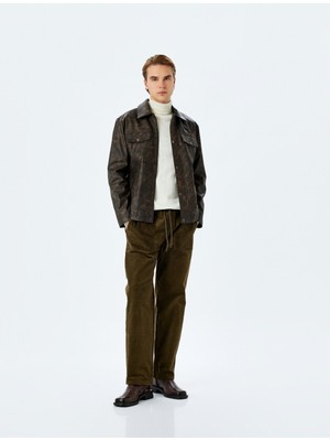 Koton Pamuklu Beli Bağcıklı Fitilli Kadife Jogger Pantolon