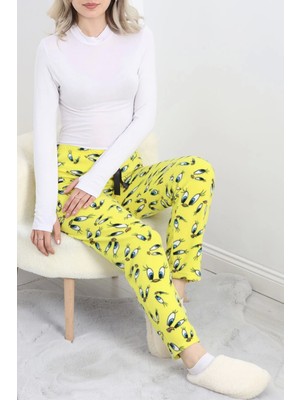 Kazax Polar Kumaş Pijama Altı Sarı - 20789.1287.