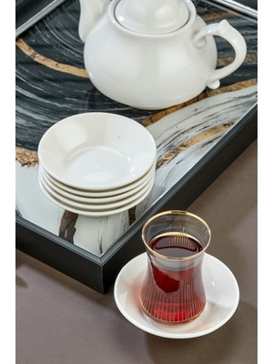 Cooker 6'lı Beyaz Porselen Çay Tabağı Seti | Şık ve Minimalist Tasarım