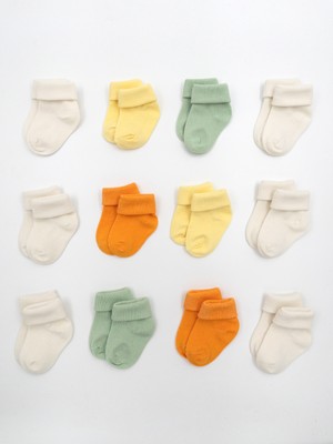 Karamila 12'li Doğal Bambu Bebek Çorap / Yenidoğan Bebek Çorap