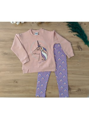 Unicorn - Gök Kuşağı Desenli Sweat Alt Üsttakım