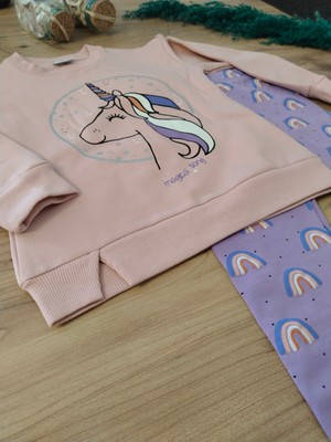 Unicorn - Gök Kuşağı Desenli Sweat Alt Üsttakım