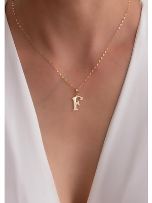 Bayar Gold 14 Ayar Altın F Harfli Plaka Kolye