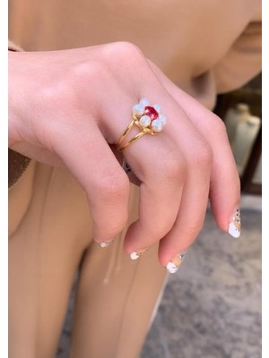 Bayar Gold 14 Ayar Altın İnci Papatya Yüzük