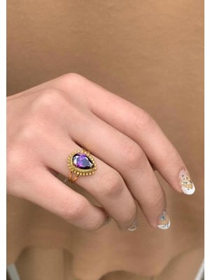 Bayar Gold 14 Ayar Altın Güneşli Damla Telkari Yüzük