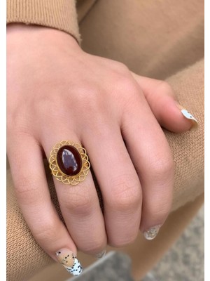 Bayar Gold 14 Ayar Altın Akik Bükme Tel Yüzük