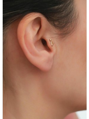 Bayar Gold 14 Ayar Altın Beyaz Taşlı Üçgen Tragus Piercing