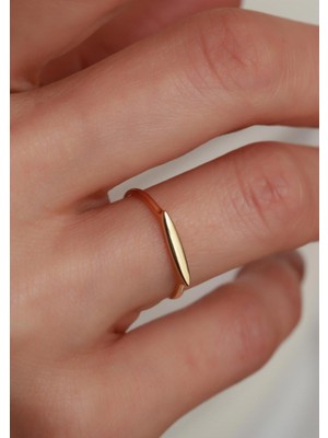 Bayar Gold 14 Ayar Altın Oval Çizgi Yüzük